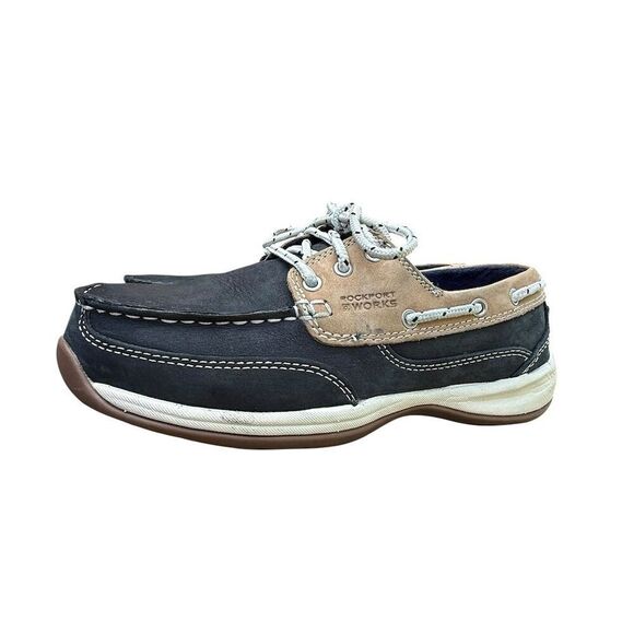 Rockport Works Women's Steel Toe Boat Shoes Blue Size 8 Wide Slip Resistant - Picture 3 of 13